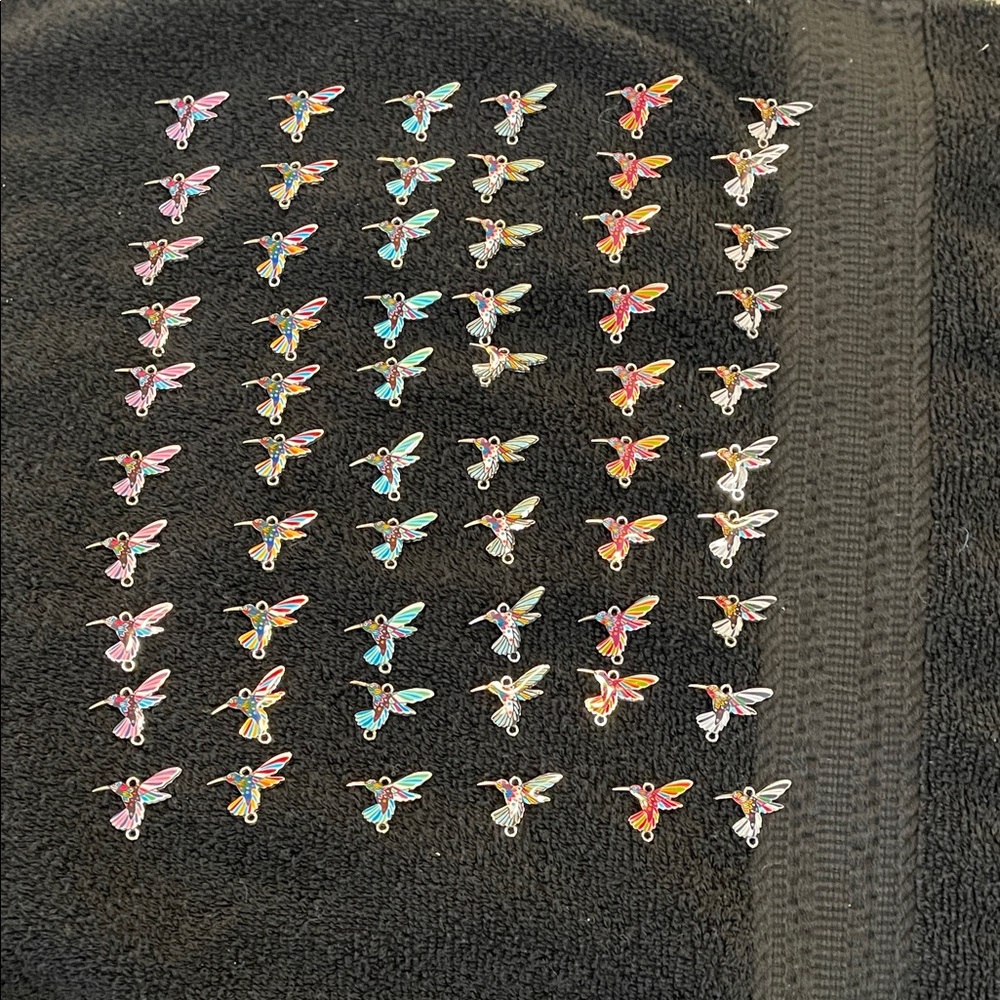 60 Colorful Hummingbird Charms nwt